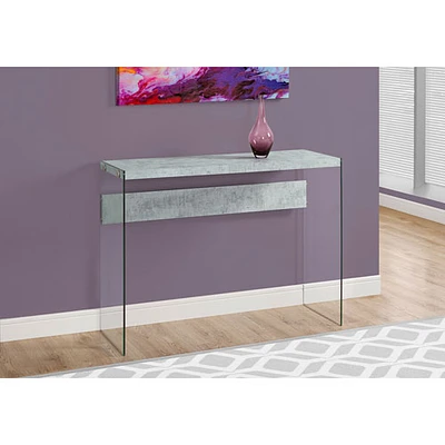 Table d'appoint rectangulaire moderne de Monarch - Ciment gris/Verre