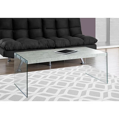 Table basse rectangulaire moderne avec côté en verre trempé de Monarch - Gris