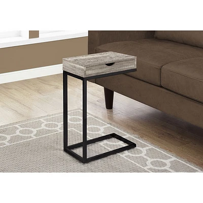 Table de bout rectangulaire moderne en forme de C avec tiroir de Monarch - Taupe/Noir