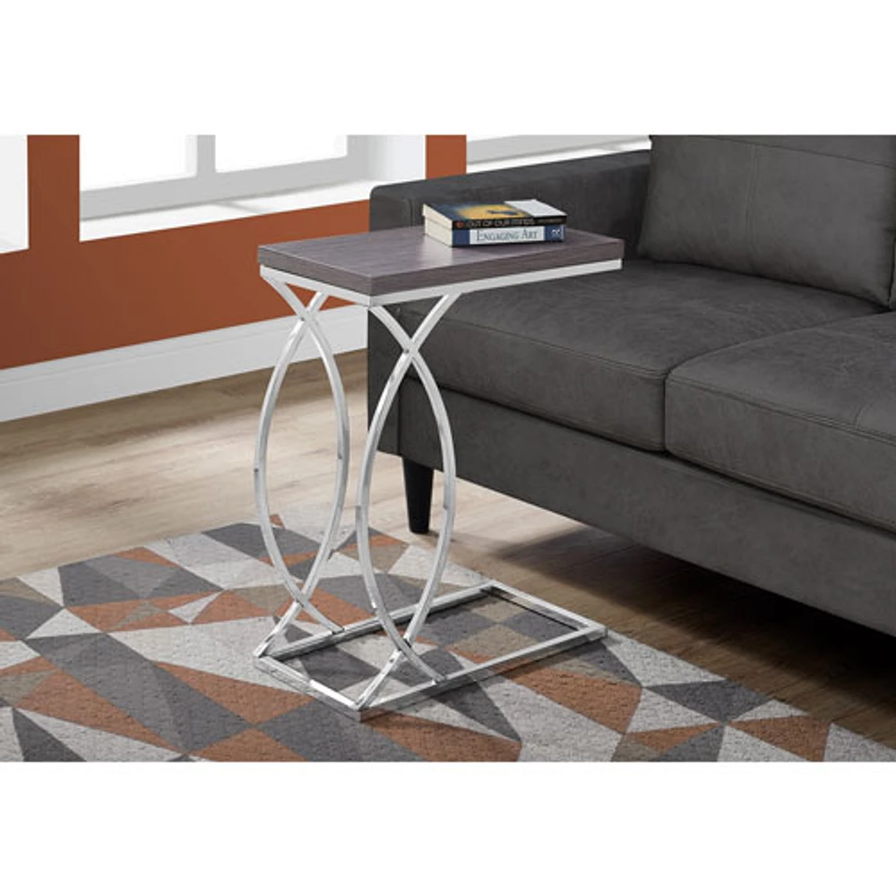 Table de bout rectangulaire moderne de Monarch - Gris/Chromé