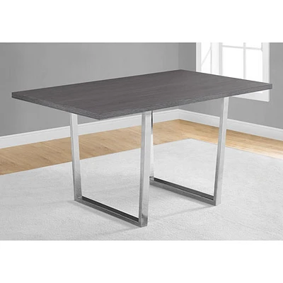 Table de salle à manger rectangulaire contemporaine à 4 places avec pattes en U - Gris foncé/Chrome