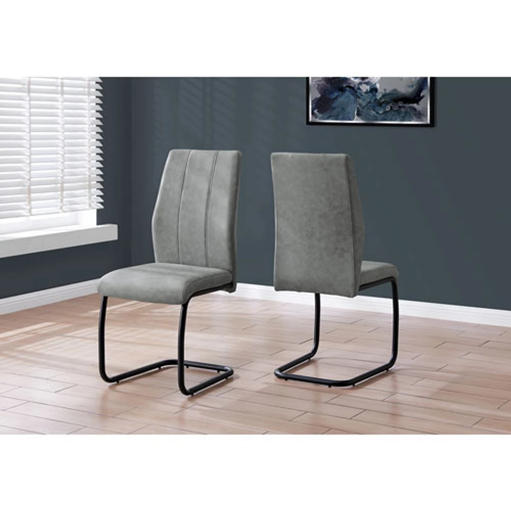 Chaise de salle à manger contemporaine en métal noir de Monarch - Ensemble de 2 - Gris