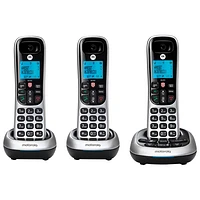 Téléphone sans cordon à 3 combinés DECT 6.0 avec répondeur de Motorola (CD4013) - Noir/Argenté