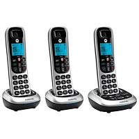 Téléphone sans cordon à 3 combinés DECT 6.0 avec répondeur de Motorola (CD4013) - Noir/Argenté