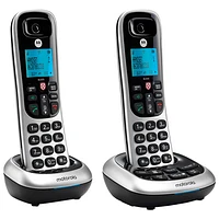 Téléphone sans cordon à 2 combinés DECT 6.0 avec répondeur de Motorola (CD4012) - Noir/Argenté