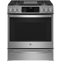 GE Profile 30" 5.6 Cu.Ft. True Convection 5-Burner Slide-In Gas Air Fry Range (PCGS930YPFS) - Stainless