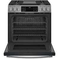 GE Profile 30" 5.6 Cu.Ft. True Convection 5-Burner Slide-In Gas Air Fry Range (PCGS930YPFS) - Stainless