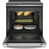GE Profile 30" 5.3 Cu. Ft. True Convection 5-Element Slide-In Induction Range (PCHS920YMFS) - Stainless