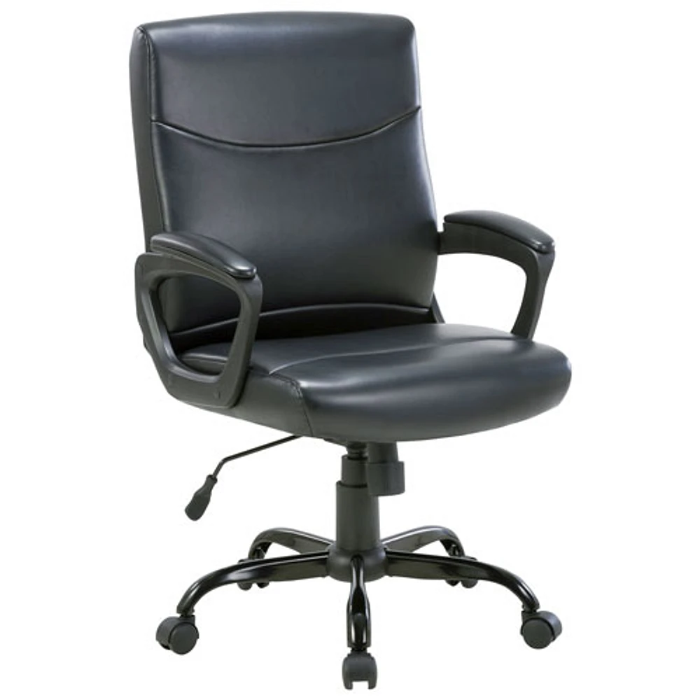 Fauteuil de bureau ergonomique en cuir reconstitué à dossier mi-hauteur de TygerClaw - Noir