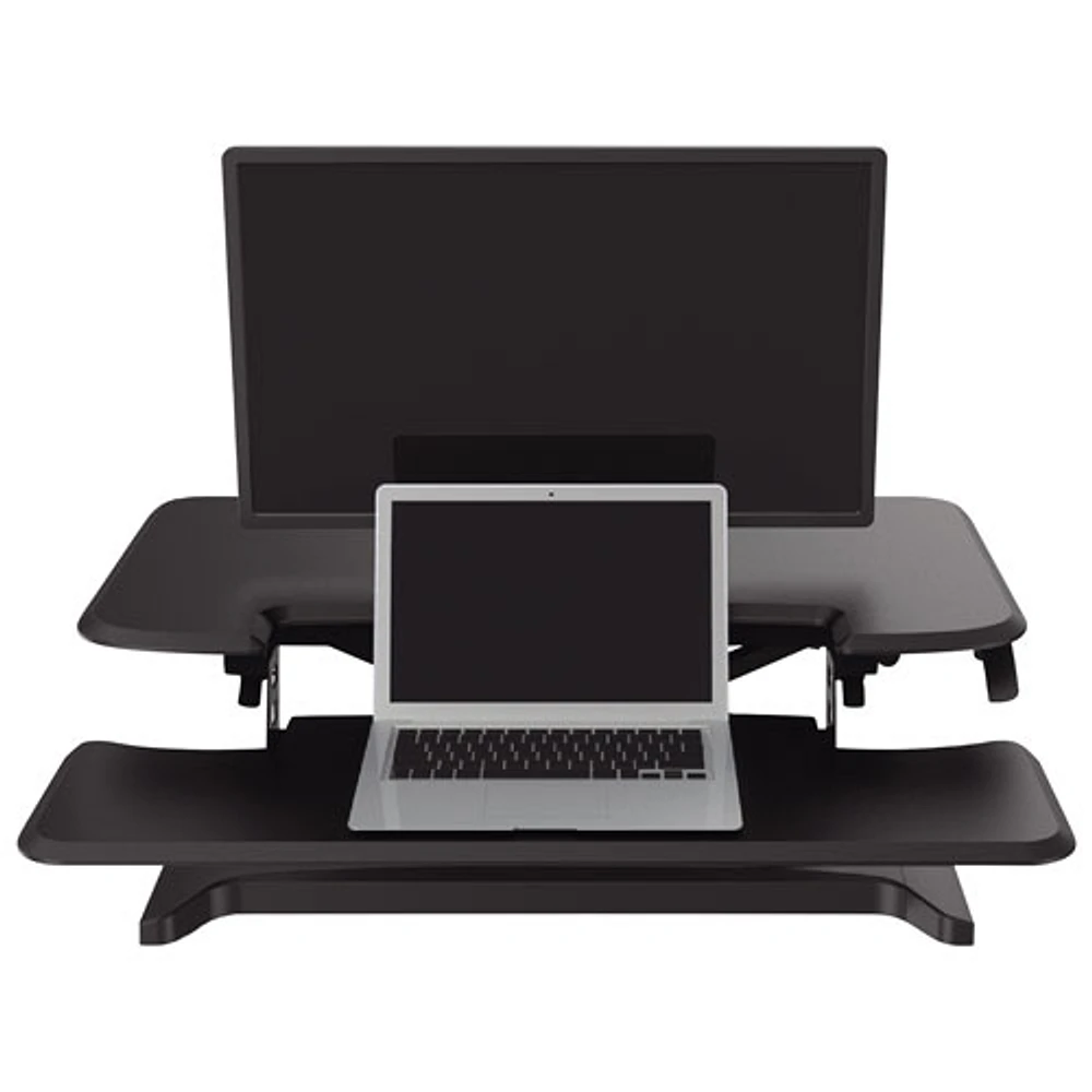 Surélévateur de bureau assis/debout ergonomique de 35 po de large de TygerClaw - Noir