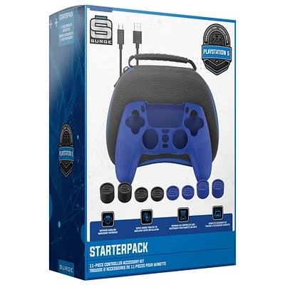 Trousse de démarrage de 11 accessoires de Surge pour manette de PS5 - Bleu/Noir