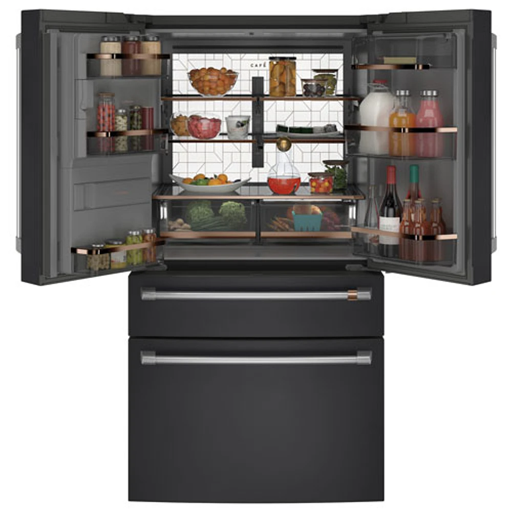 Réfrigérateur à deux portes 27,8 pi³ 36 po à distributeur d'eau/glace Café (CVE28DP3ND1) - Noir mat