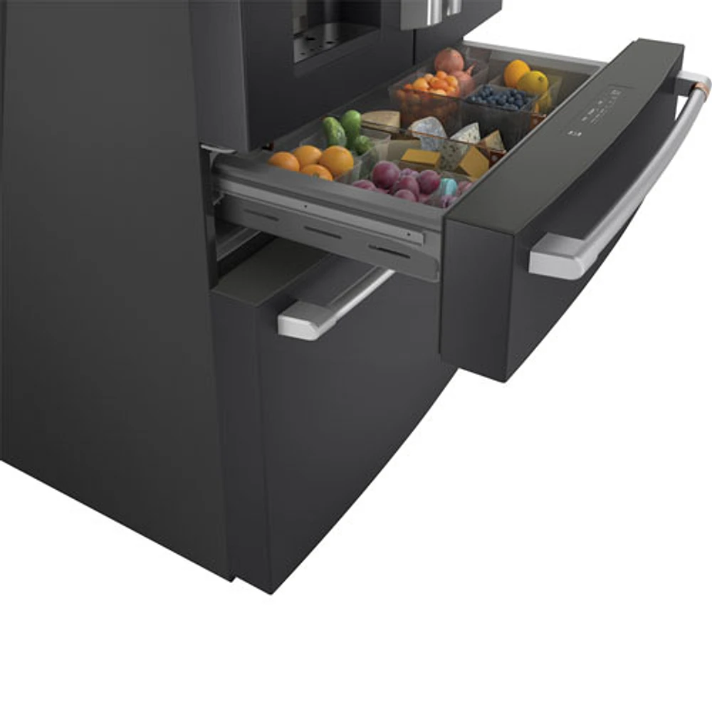 Réfrigérateur à deux portes 27,8 pi³ 36 po à distributeur d'eau/glace Café (CVE28DP3ND1) - Noir mat