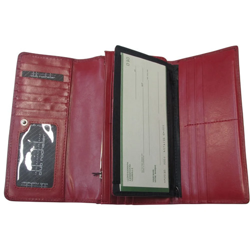 Club Rochelier Genuine Leather Wallet with Checkbook Holder - Red