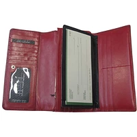 Club Rochelier Genuine Leather Wallet with Checkbook Holder - Red