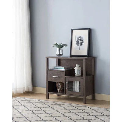 Armoire de rangement moderne à 4 tablettes et 1 tiroir de Brassex - Chêne/Noyer