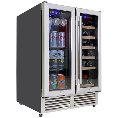 Cellier à deux températures de 18 bouteilles ou 56 canettes de Koolatron (KBBC-22) - Noir/Inox