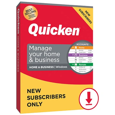 Quicken Home & Business (PC) - New Subscriber - 1 Year - English - Digital Download