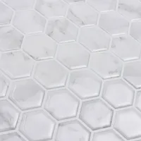 InHome Hexagon Marble Peel & Stick Backsplash Tiles - White