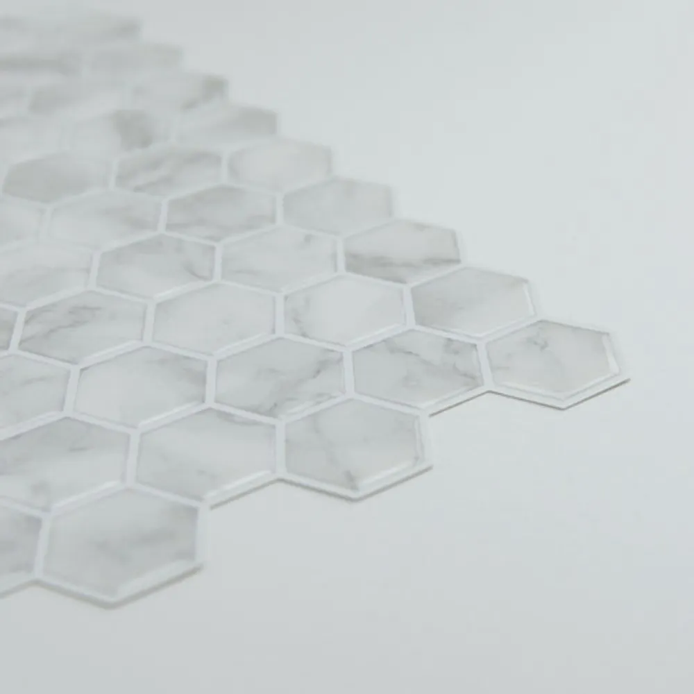 InHome Hexagon Marble Peel & Stick Backsplash Tiles - White