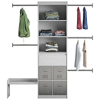 Système de rangement de garde-robe ajustable pour enfants de Little Seeds - Gris colombe