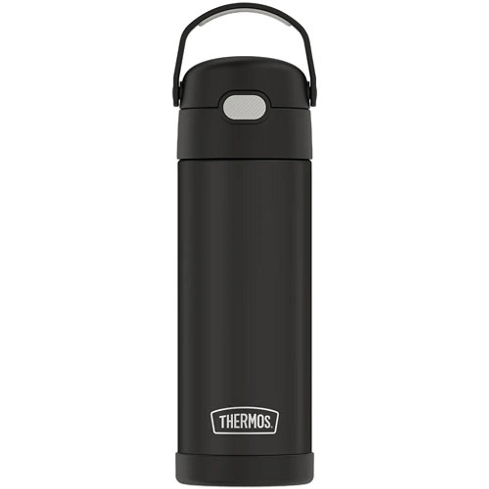 Bouteille d'eau en acier inox. 350 ml (12 oz) avec paille rabattable FUNtainer de Thermos - Noir