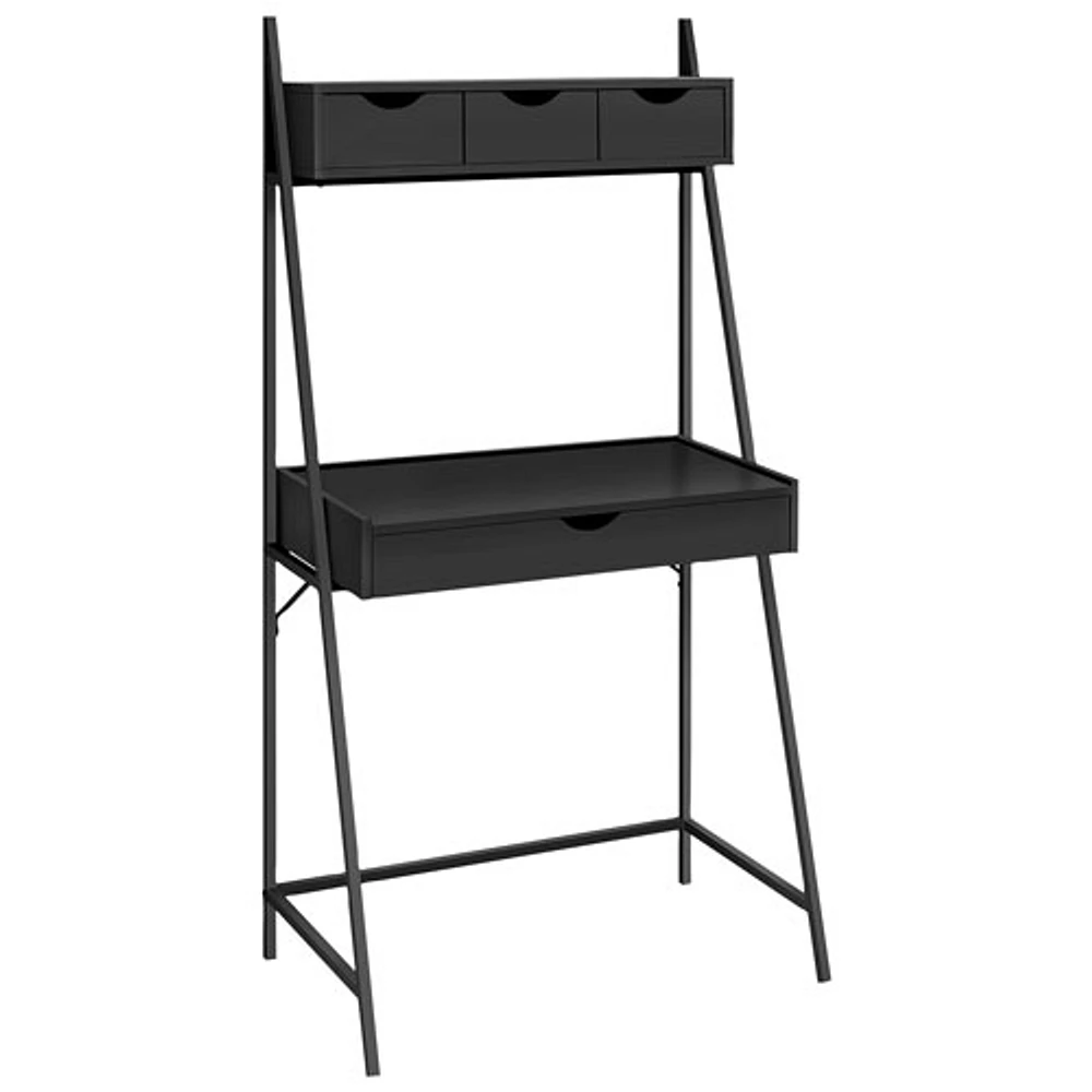 Bureau ordinateur style échelle avec 4 tiroirs de 31,5 po de largeur de Monarch - Noir