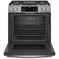 GE Profile 30" 5.7 Cu. Ft. True Convection Slide-In Gas Air Fry Range (PC2S930YPFS) - Stainless