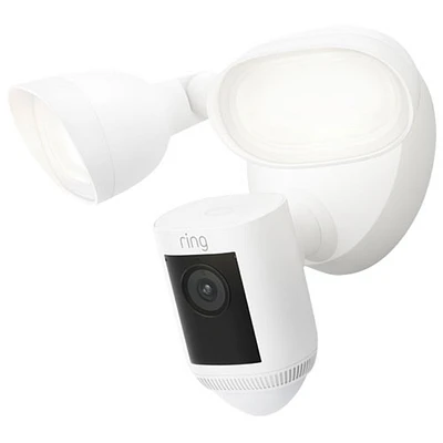 Caméra à projecteur d'illumination avec fil Wi-Fi 2K Pro de Ring avec Ring Vision, 2 DEL et détection de mouvement 3D - Blanc