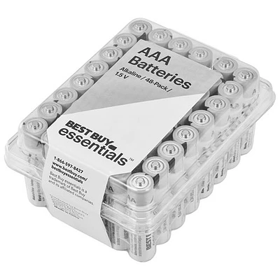 Piles alcalines AAA Best Buy Essentials - Paquet de 48 - Exclusivité Best Buy