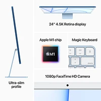 Apple iMac 24" (Spring 2021) - Blue (Apple M1 Chip / 7-Core GPU / 256GB SSD / 8GB RAM) - French