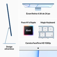 Apple iMac 24" (Spring 2021) - Blue (Apple M1 Chip / 7-Core GPU / 256GB SSD / 8GB RAM) - French
