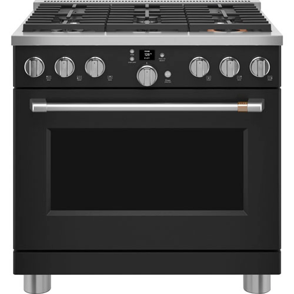 Cuisinière gaz autonome à convection à ventilateur 6,2 pi³ 36 po Café (CGY366P3TD1) - Noir mat