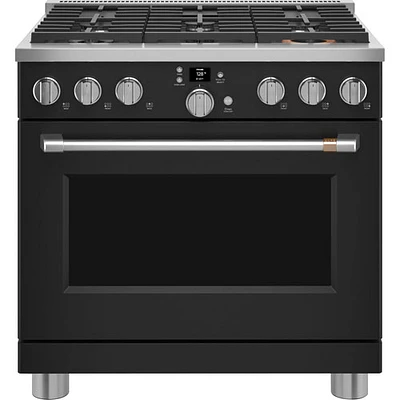 Cuisinière gaz autonome à convection à ventilateur 6,2 pi³ 36 po Café (CGY366P3TD1) - Noir mat