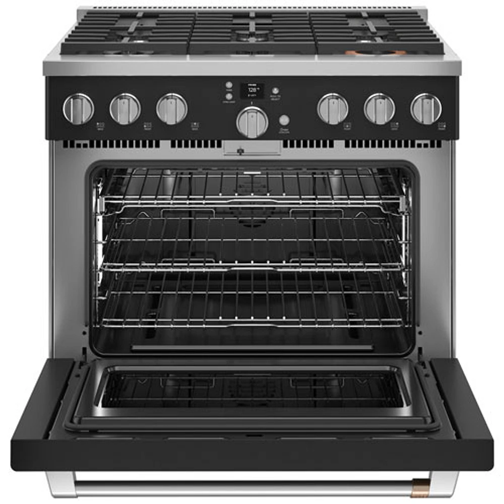 Cuisinière gaz autonome à convection à ventilateur 6,2 pi³ 36 po Café (CGY366P3TD1) - Noir mat