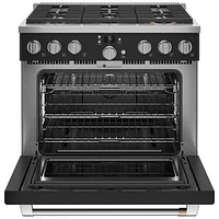 Cuisinière gaz autonome à convection à ventilateur 6,2 pi³ 36 po Café (CGY366P3TD1) - Noir mat