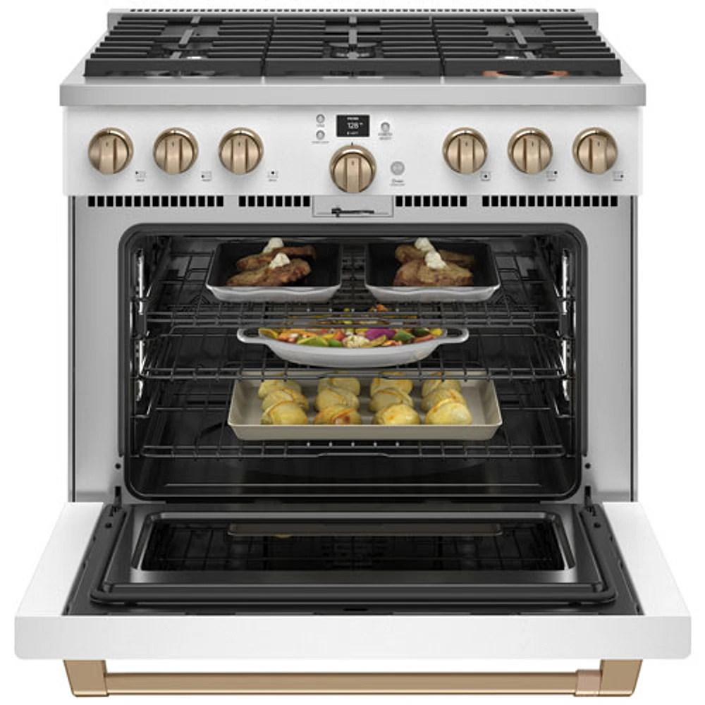 Cuisinière bicarburant autonome conv. véritable friture air 5,7 pi³ 36 po Café (C2Y366P4TW2) - Blanc