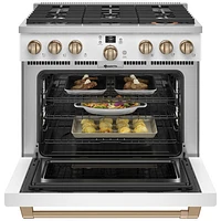 Cuisinière bicarburant autonome conv. véritable friture air 5,7 pi³ 36 po Café (C2Y366P4TW2) - Blanc