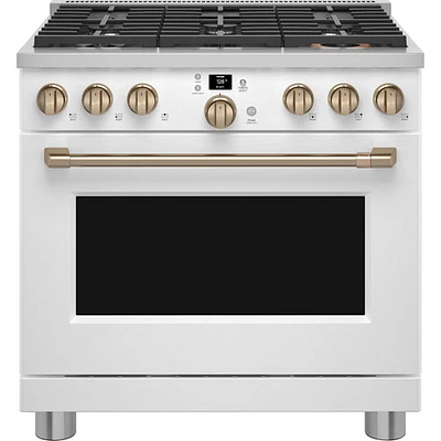 Café 36" 6.2 Cu. Ft. Fan Convection Freestanding Gas Range (CGY366P4TW2) - Matte White