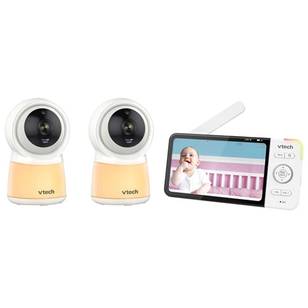 Interphone surv. 5 po/2 caméras, veilleuse, vision nocturne, comm. 2 voies de VTech (RM5754-2HD)