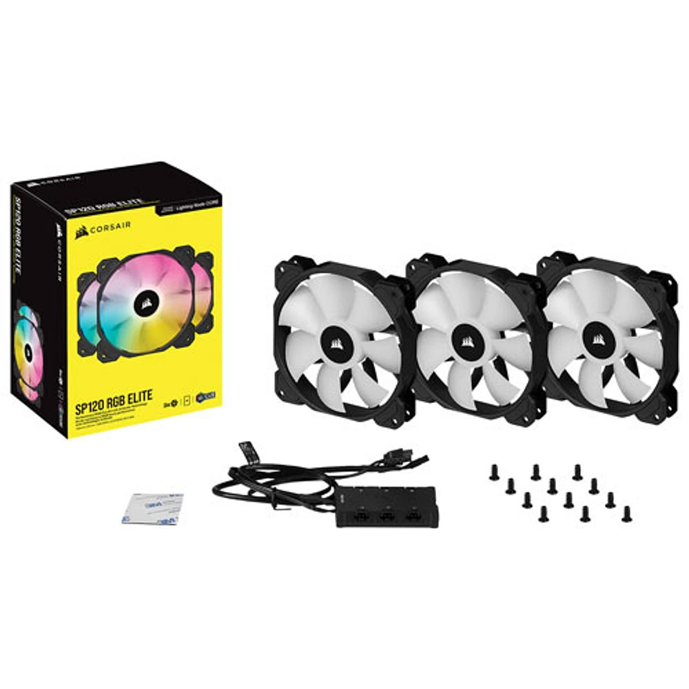 Corsair iCUE SP120 RGB Elite Performance 120mm Triple Case Fan Kit - Black