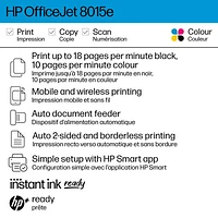 HP OfficeJet 8015e Wireless All-In-One Inkjet Printer - HP Instant Ink 6-Month Free Trial Included*