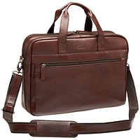 Mancini Beverly Hills Double Compartment Leather 15.6" Laptop Briefcase (95-804) - Brown