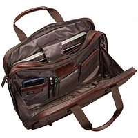 Mancini Beverly Hills Double Compartment Leather 15.6" Laptop Briefcase (95-804) - Brown