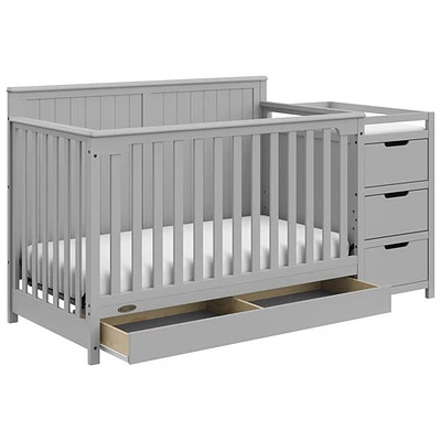 Graco Hadley 4-in-1 Convertible Crib with 3-Drawer Changing Table - Pebble Grey