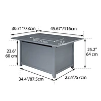 Paramount Gale Propane Gas Rectangle Convertible Fire Pit Table - 55,000 BTU