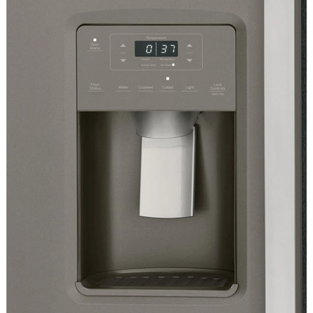 Réfrigérateur congélat. juxt. 23 pi³ 33 po distributeur eau/glaçons Whirlpool (GSS23GMPES)-Ardoise