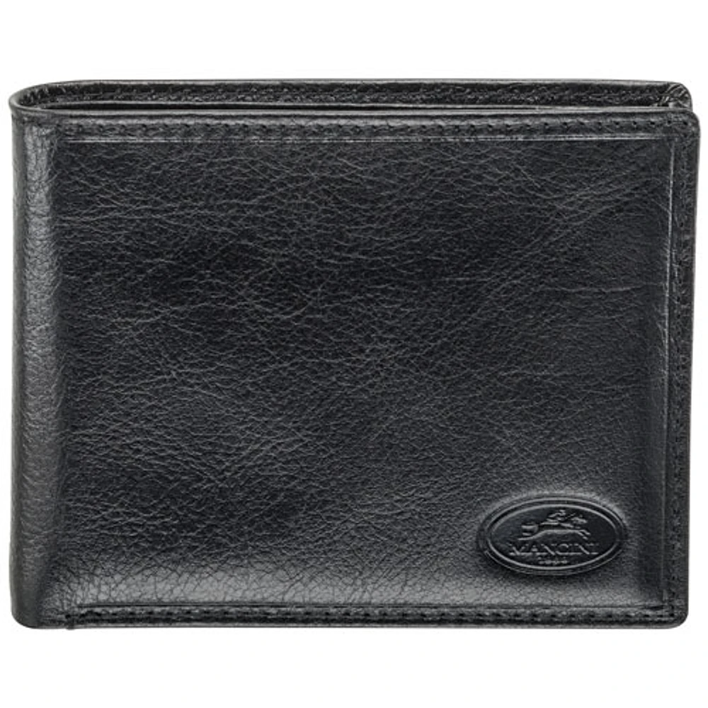 Portefeuille RFID 2 volets en cuir véritable Equesrian2 de Mancini avec étui amovible (52953) - Noir