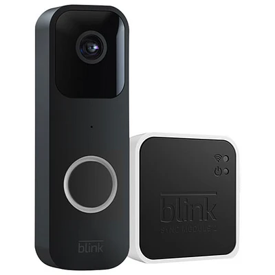 Blink Wired/Wire-Free Video Doorbell with Sync Module 2 - Black