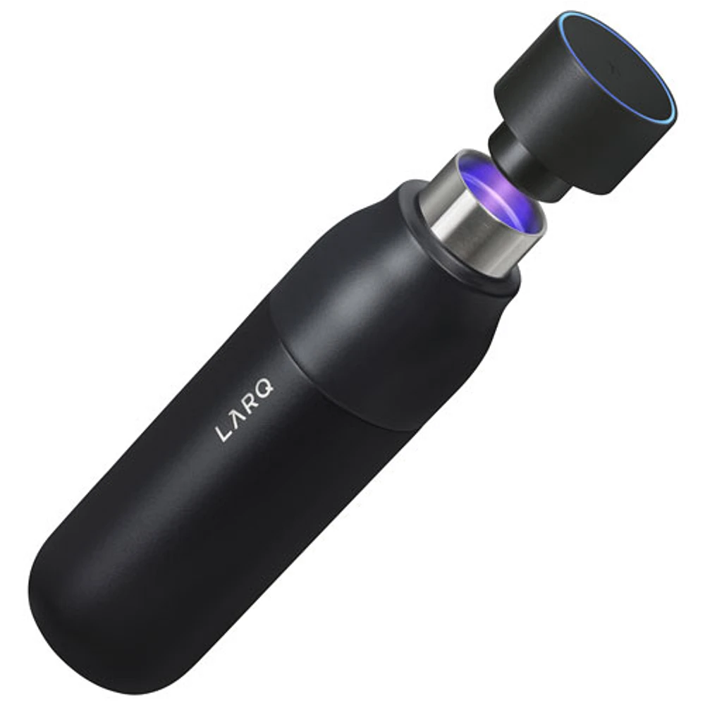 Bouteille d'eau isotherme autonettoyante de 740 ml (25 oz) en acier inoxydable PureVis de LARQ - Noir volcanique